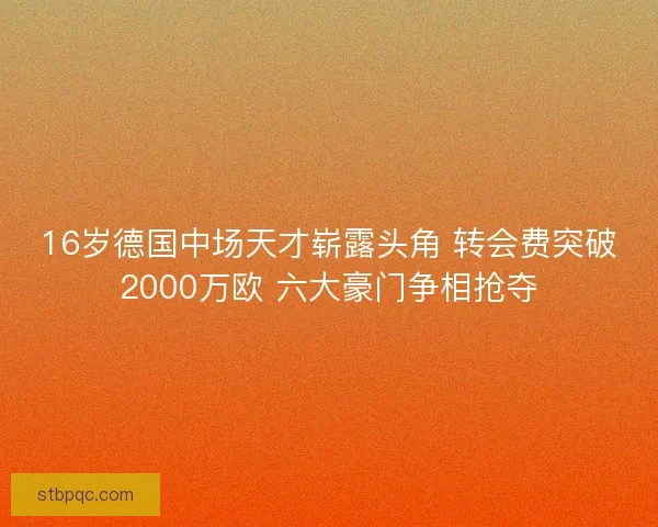 16岁德国中场天才崭露头角 转会费突破2000万欧 六大豪门争相抢夺