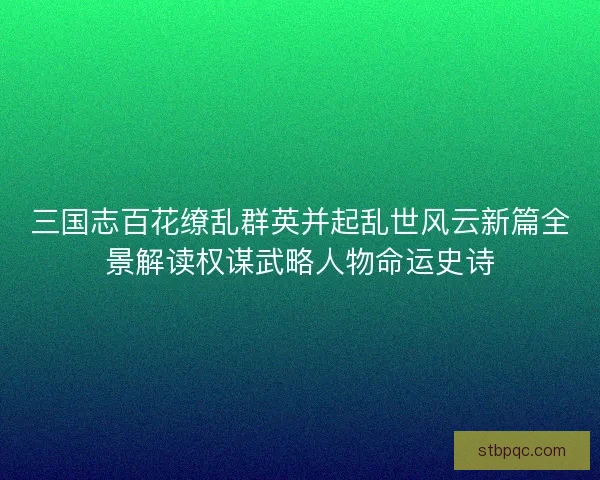 三国志百花缭乱群英并起乱世风云新篇全景解读权谋武略人物命运史诗